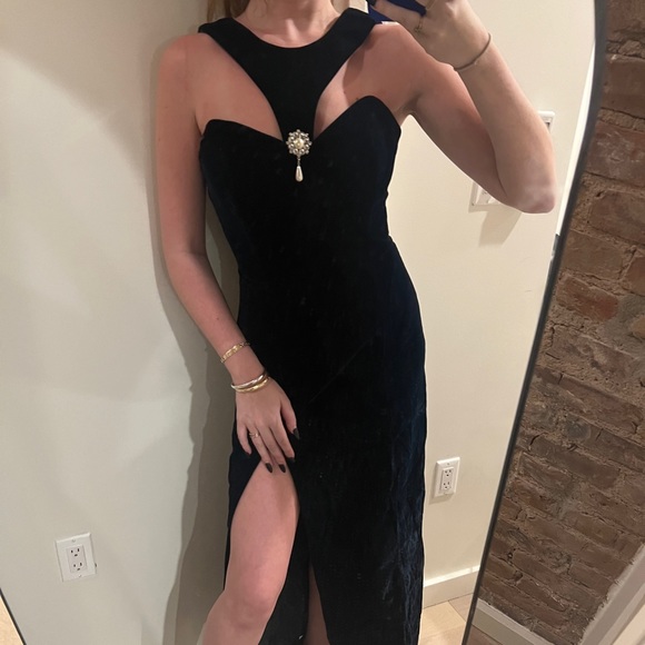 Vintage velvet high slit dress - Picture 1 of 2
